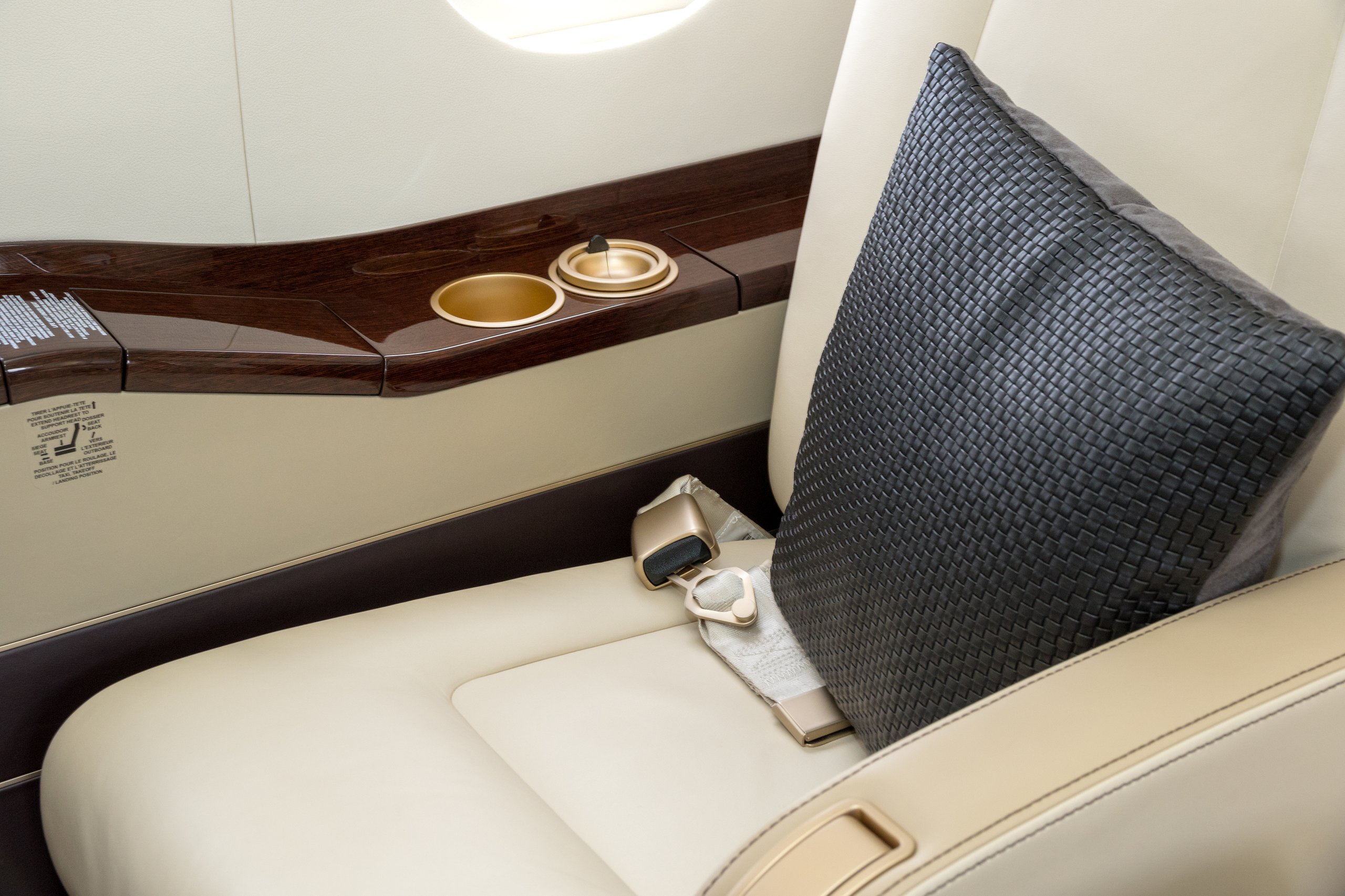 Comfortable chairs in a modern business jet airplane